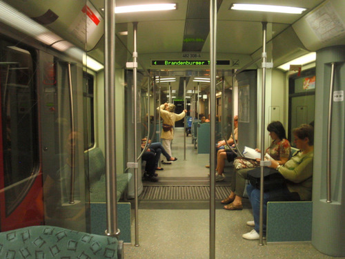 Subway Train and it actually has our stop on screen.